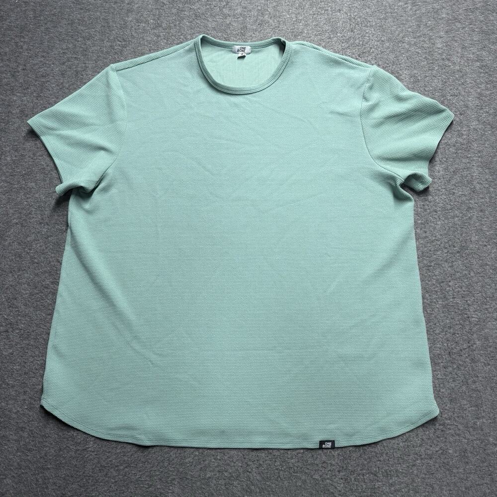 One Bone Bullet Shirt Mens 5XL (4) Green Short Sleeve Wrinkle Free Waffle Tee